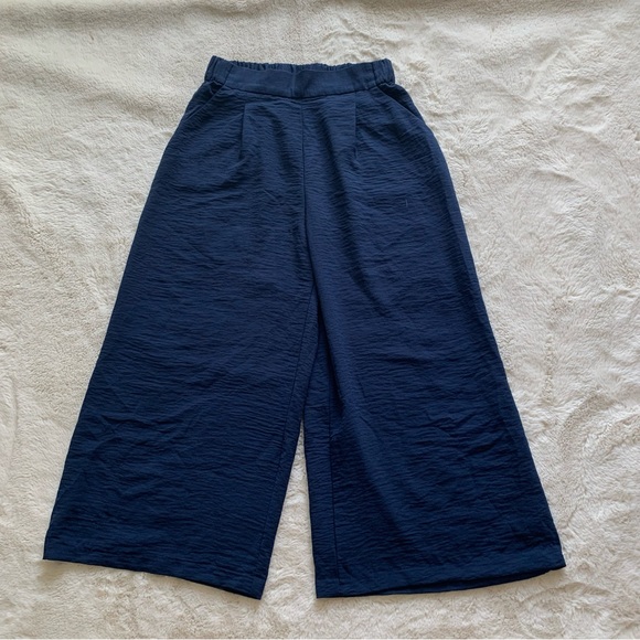 H&M Women’s Navy Wide-Leg Pull on Trousers Size 6 - Picture 1 of 10